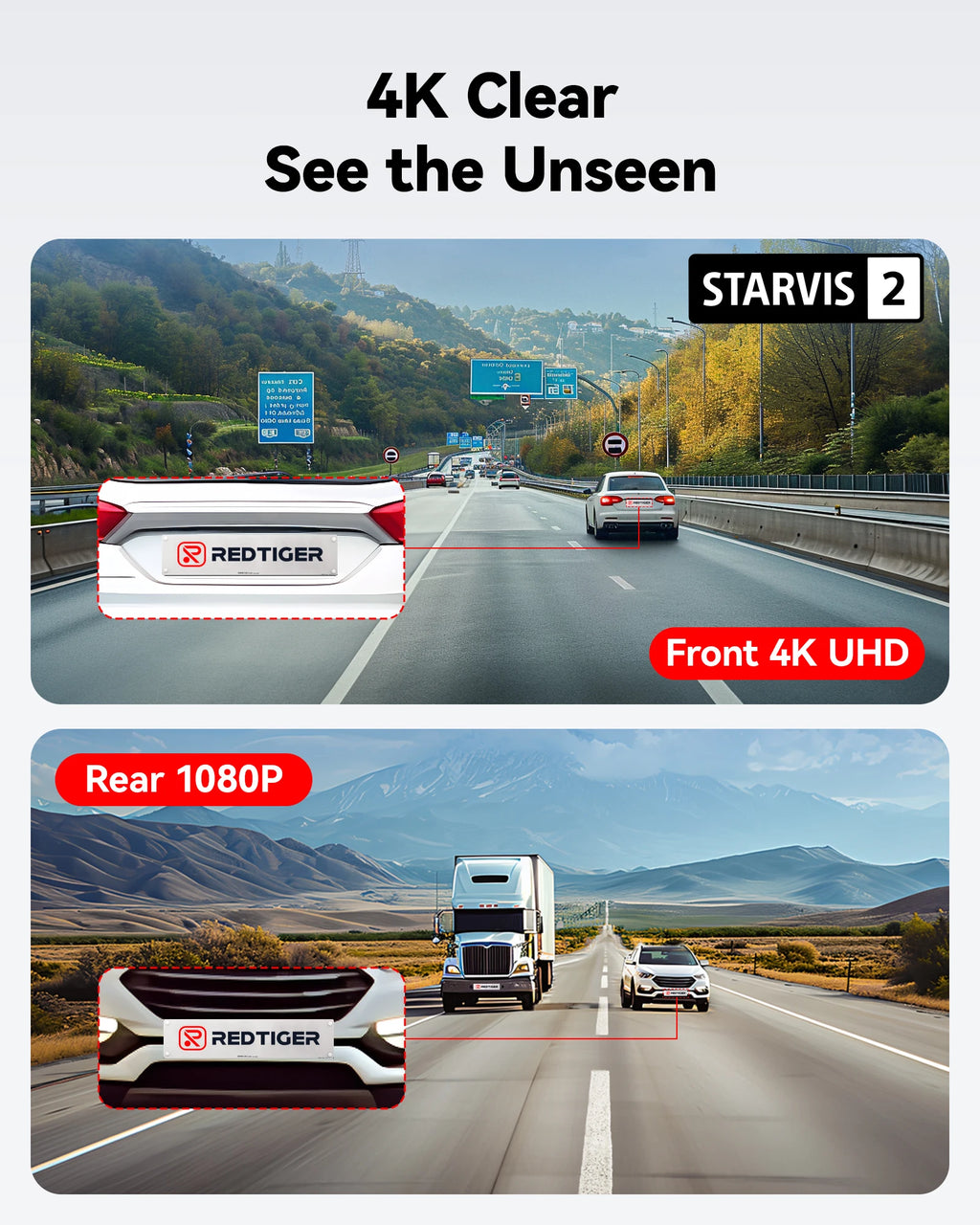 REDTIGER F7NP 4K Dual Dash Cam with GPS & 24H Parking Monitor