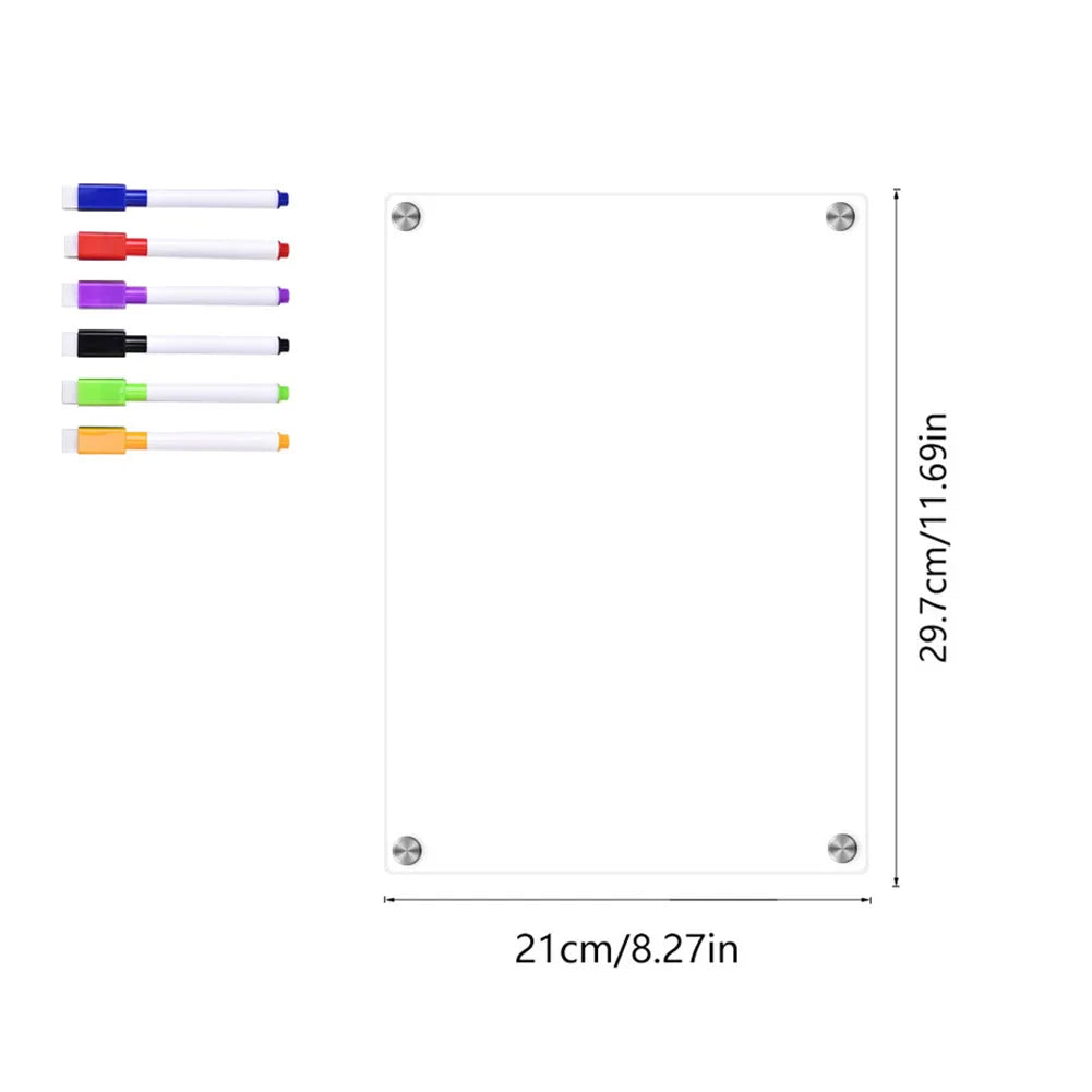 Vabena Clear Acrylic Magnetic Fridge Calendar | Weekly & Monthly Dry Erase Board