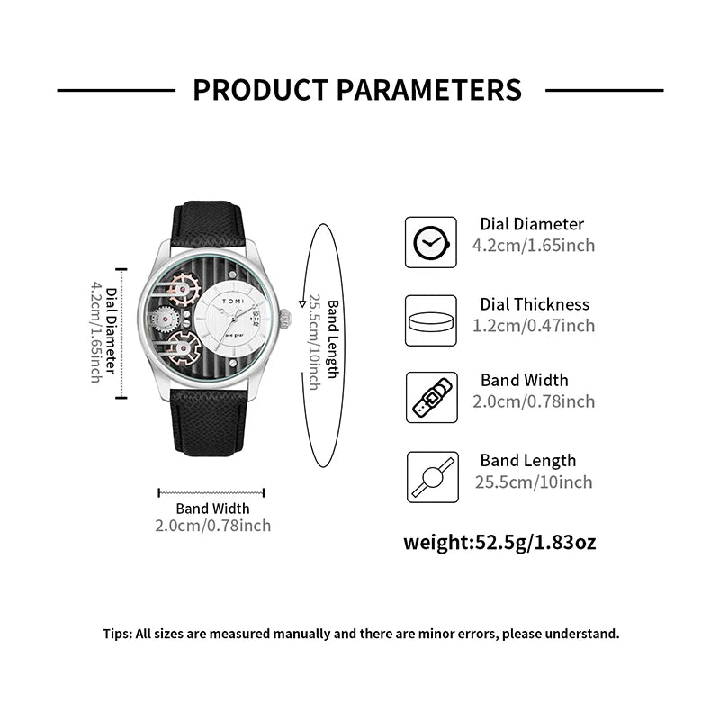 TOMI Men's Luxury Quartz Watch Gift Set - Detachable Strap