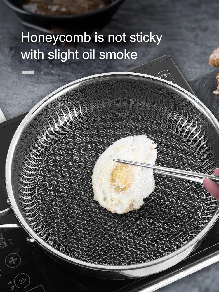 Tri-Ply 316 Stainless Steel Honeycomb Frying Pan & Wok - All Stoves