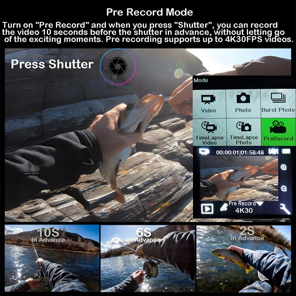 Sony IMX576 5K 4K 60FPS Waterproof 48MP Wi-Fi Action Camera for Adventure