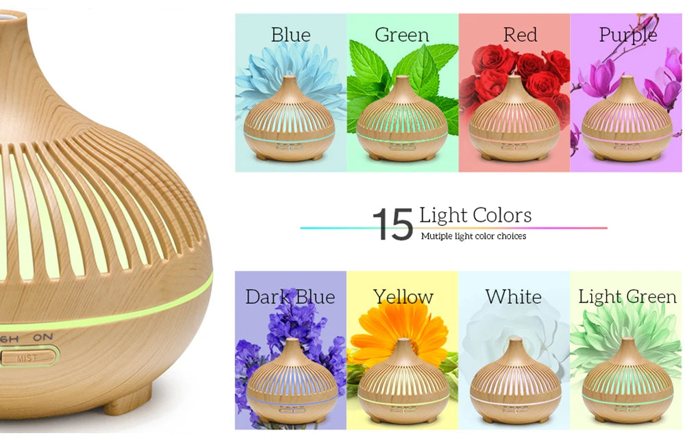 Wood Grain Aromatherapy Diffuser with Remote - Essential Oil Mist