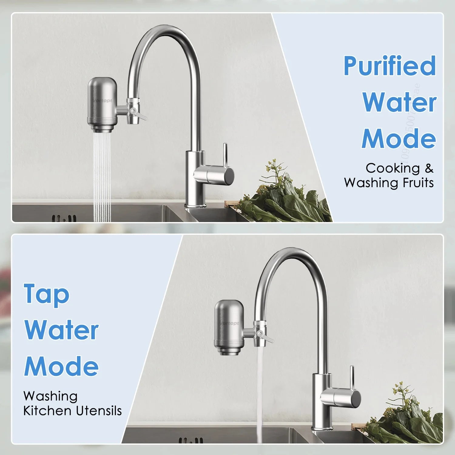 HOMEFISH Stainless Steel Faucet Water Filter - NSF Certified Lead & Chlorine Reduction