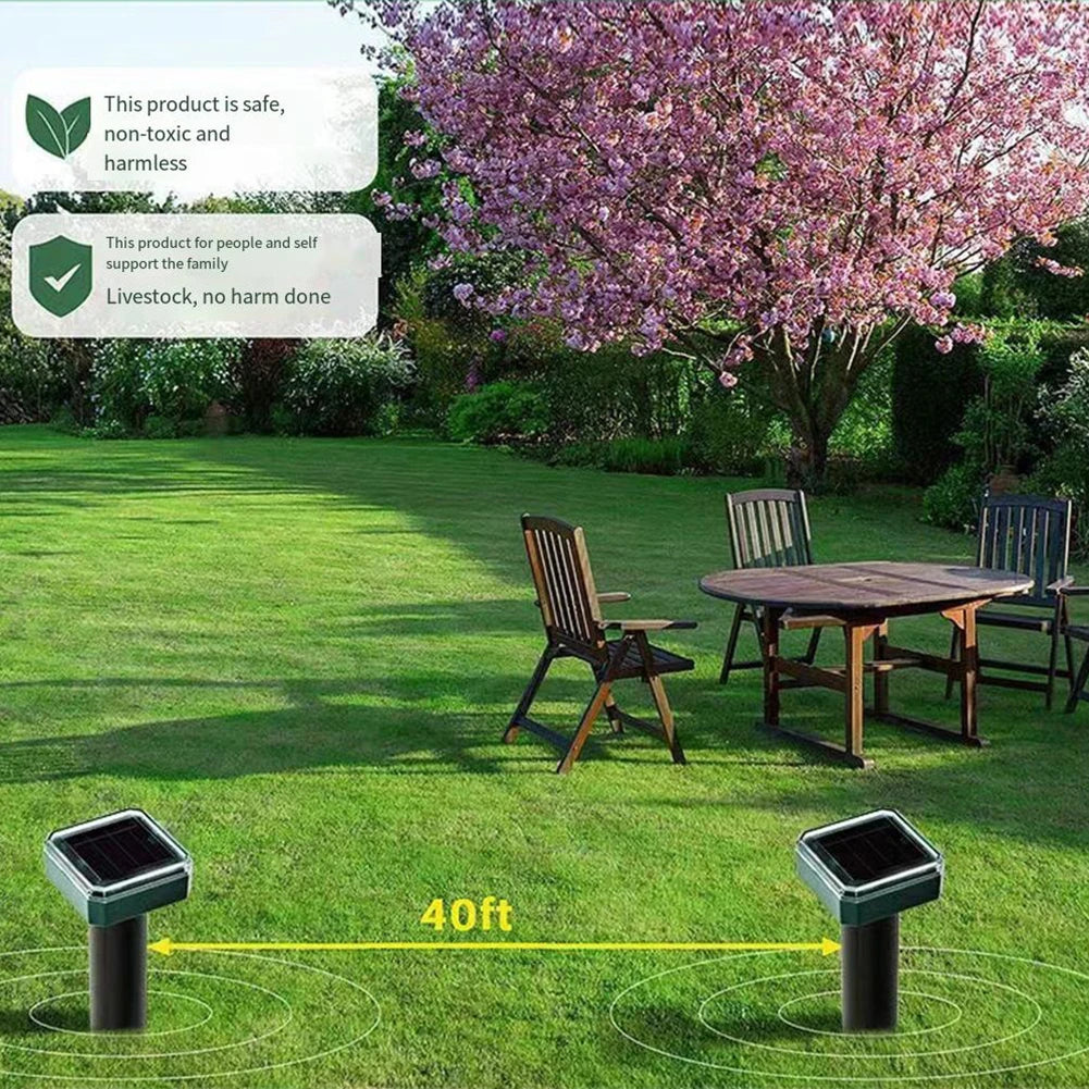 Solar Ultrasonic Pest Repeller - Outdoor Lawn Mouse, Snake & Insect Defense