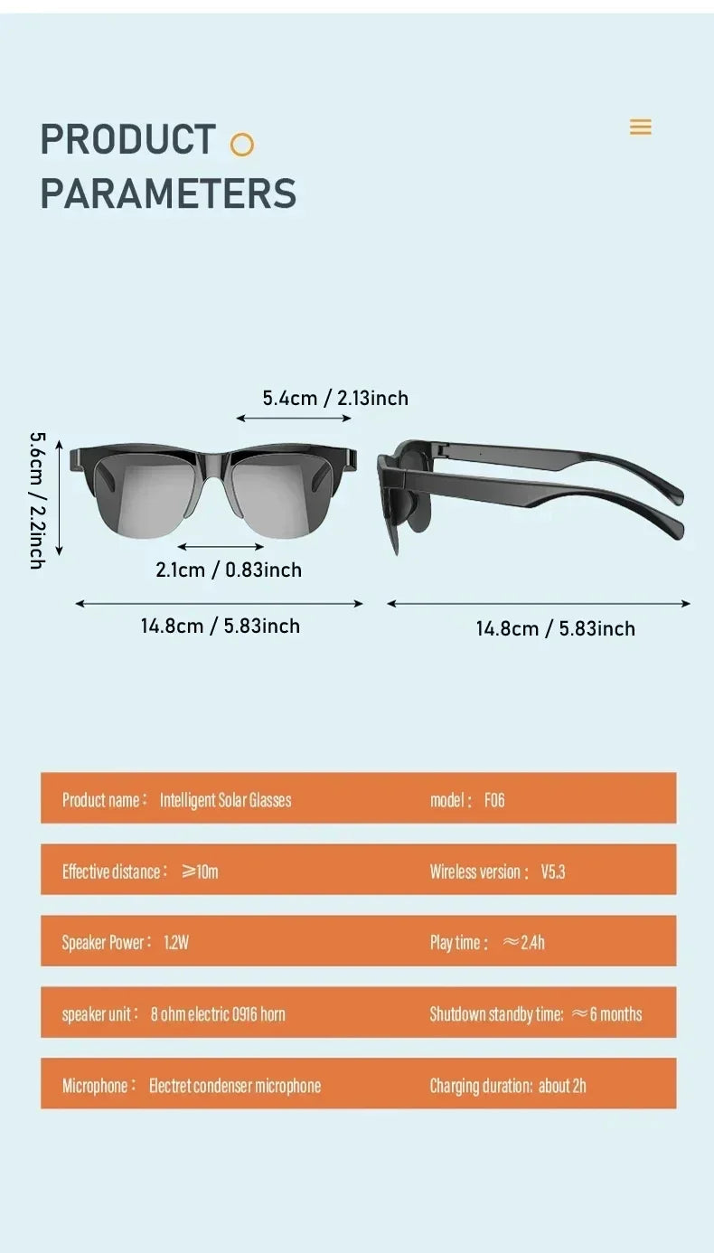 DIXSG Smart Sunglasses with Bluetooth Audio & Blue Light Protection