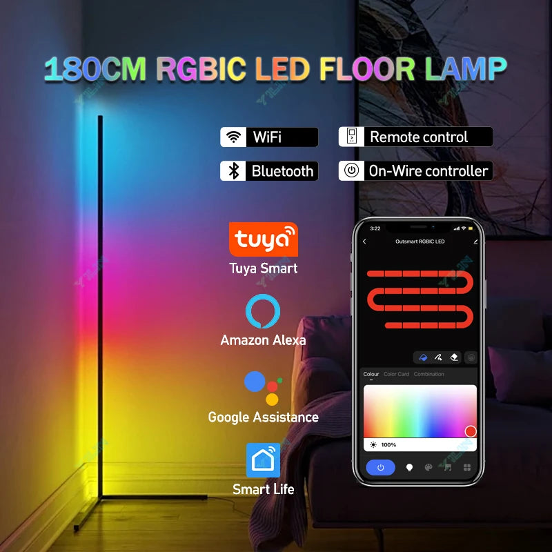 Smart RGBIC Nordic Floor Lamp | Tuya App Control & Gaming Mood Light