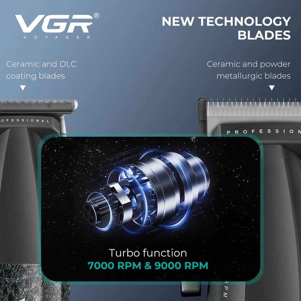 VGR Professional Cordless Hair Trimmer - Electric Clippers