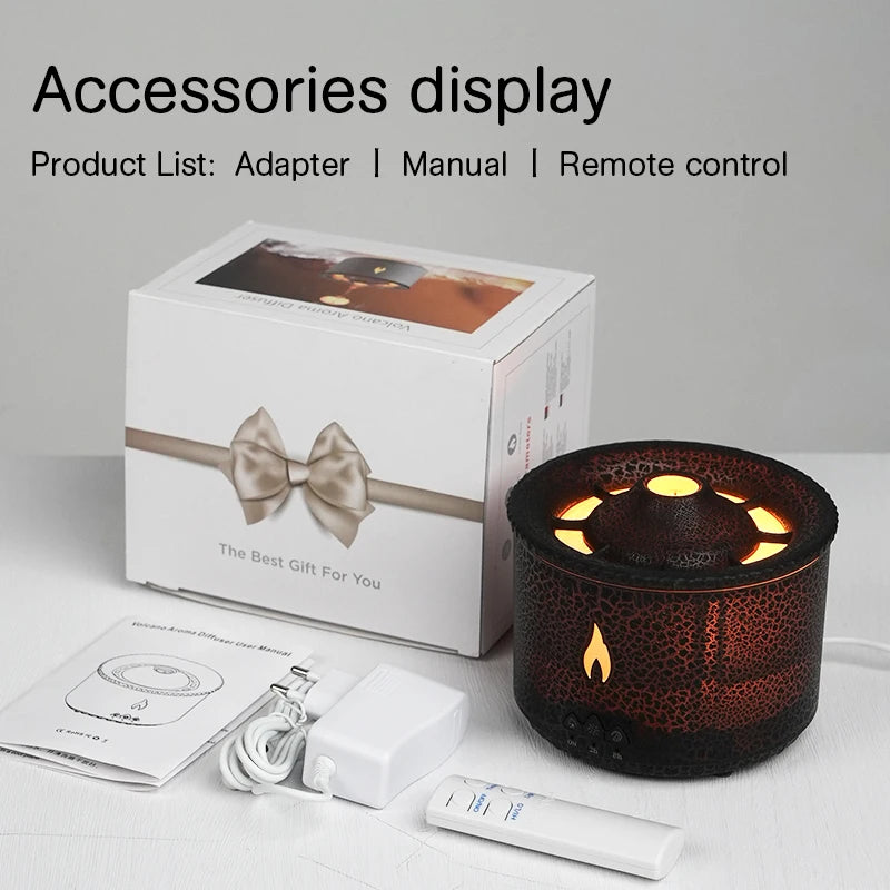 KINSCOTER Volcano Flame & Jellyfish Aroma Diffuser - 360ml Essential Oil Humidifier
