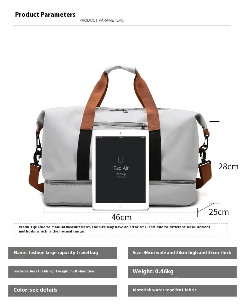 Men's Large Capacity Waterproof Gym Bag - Travel Sports Duffle & Crossbody