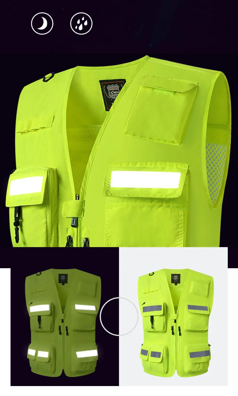 High-Visibility Reflective Safety Vest & Rider Jacket - Fluorescent Workwear