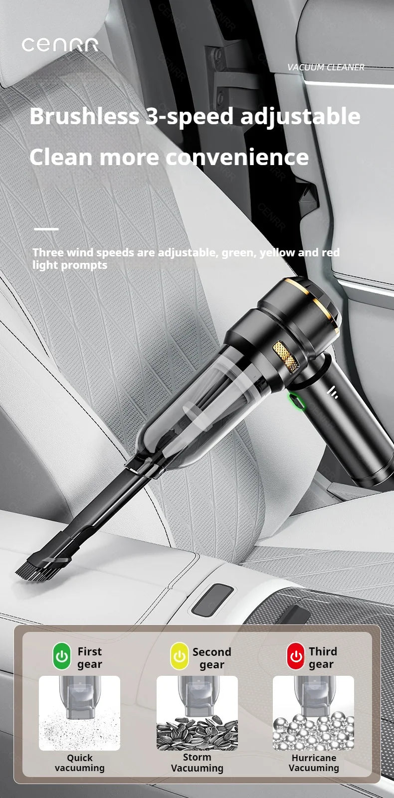 CENRR 998000PA Powerful Portable Wireless Car Vacuum & Robot