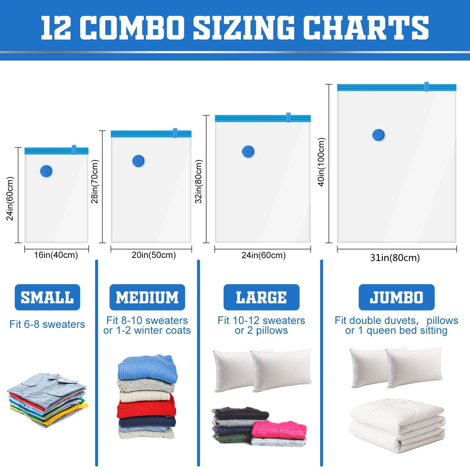 Vabena Vacuum Storage Bags for Clothes & Bedding - Space Saving Organizer