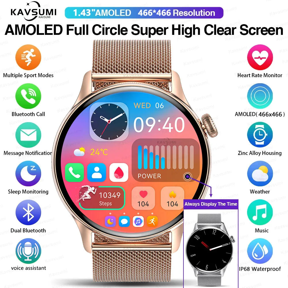 Women's Elegant AMOLED Smartwatch with GPS & Bluetooth Calling
