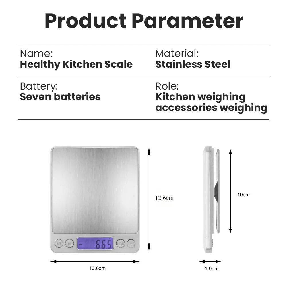 Vabena Digital Kitchen Scale 3000g/0.1g - Food & Jewelry Gram Scale with Tare