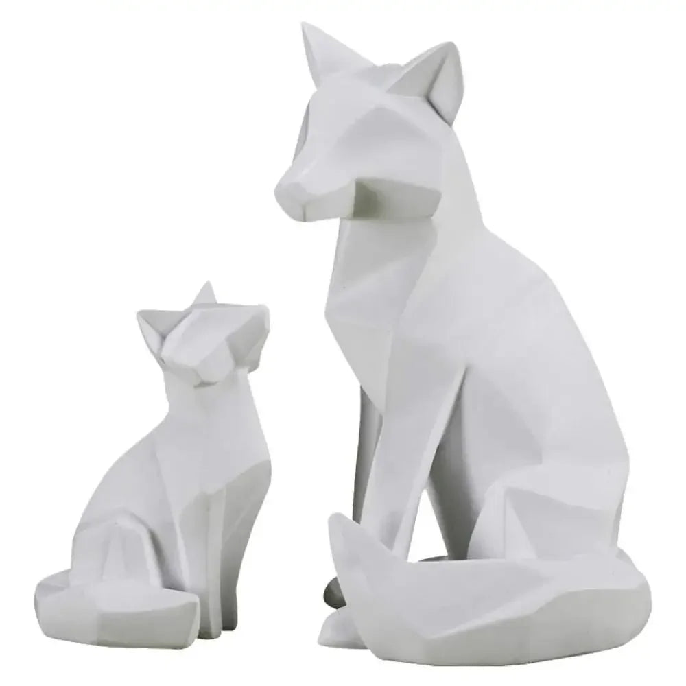 Geometric Fox Sculpture | Modern White Abstract Ornament