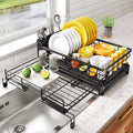 Large Rustproof Dish Drying Rack for Kitchen Counter with Drainboard & Utensil Holder