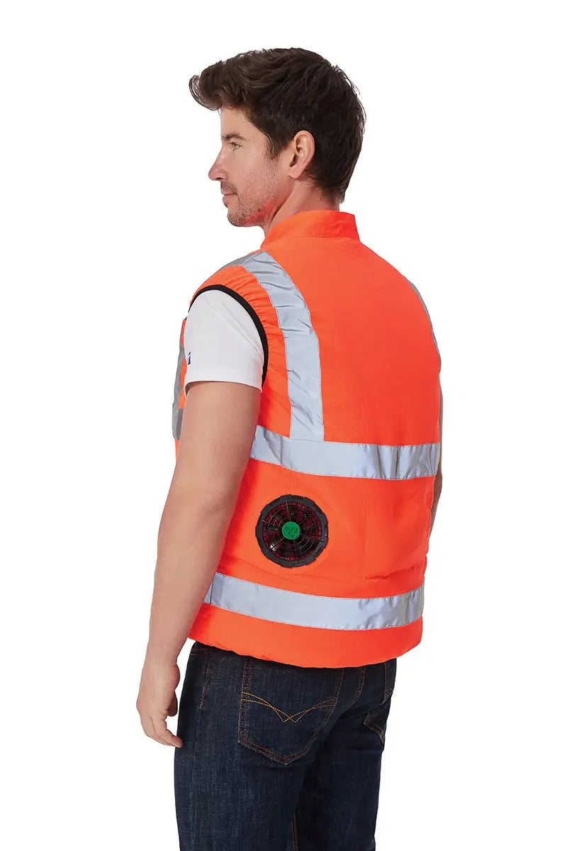 USB Powered Cooling Fan Work Vest - Reflective Summer Safety