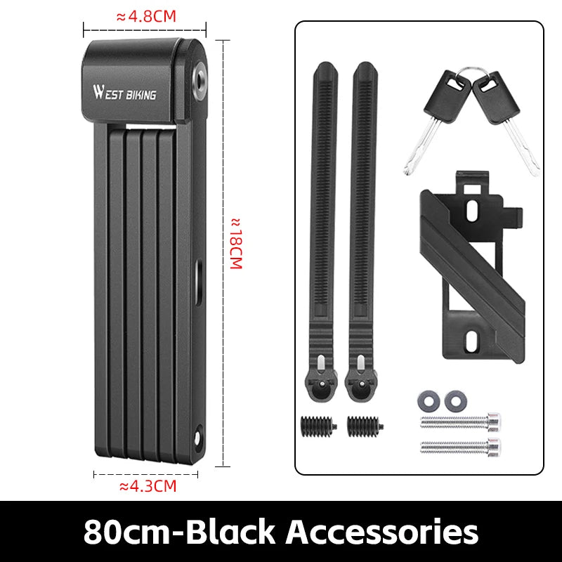 WEST BIKING Foldable Bike & Motorcycle Lock - Key & Password Security