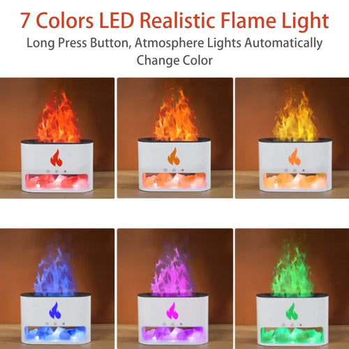 7-Color Flame Volcano Diffuser & Humidifier | Crystal Salt Lamp Fire Effect