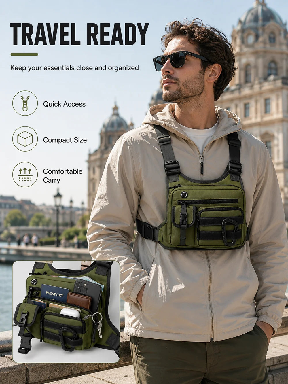 Men's Tactical EDC Anti-Theft Waterproof Chest Sling Bag | Vabena