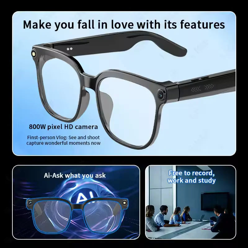 GUHUAVMI 800W HD Camera Glasses for Men - Hands-Free Translator & Video