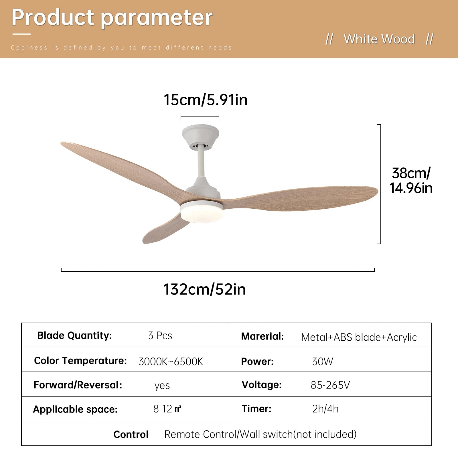Low Profile Ceiling Fan with Light & Remote | 25"/42"/52" Indoor/Outdoor