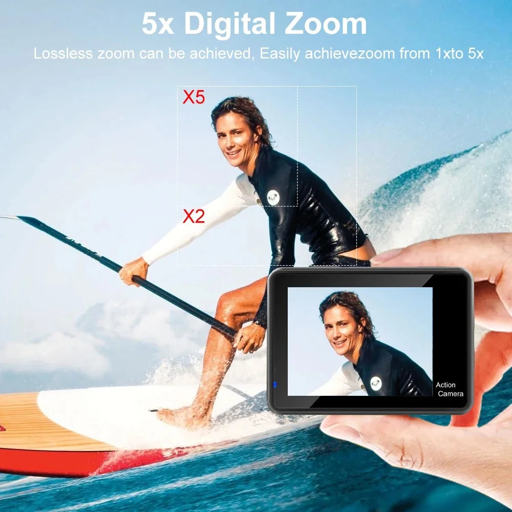 Sony IMX576 5K 4K 60FPS Waterproof 48MP Wi-Fi Action Camera for Adventure