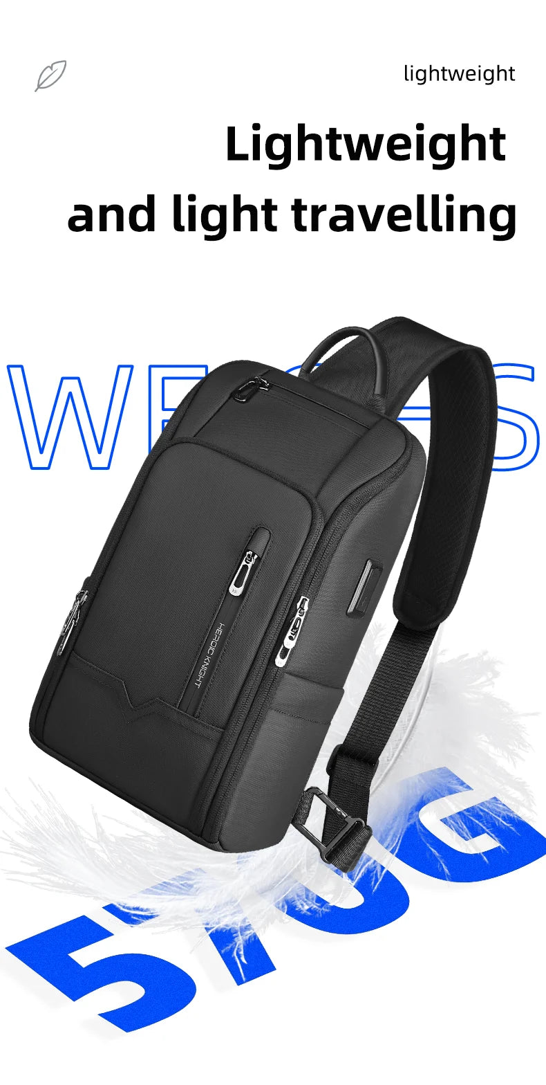 HK Anti-Theft Men's Shoulder Bag | Waterproof USB Chest Sling
