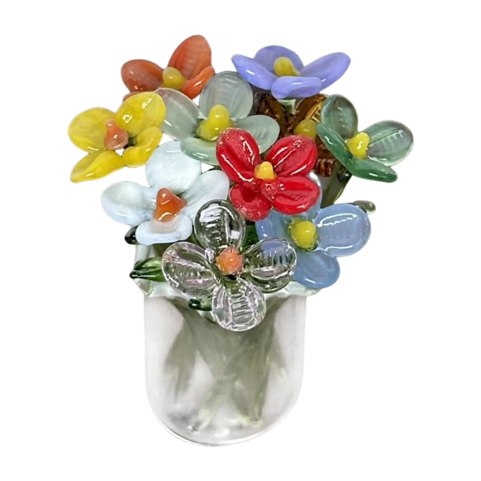 Glass Flower Bouquet with Vase - Everlasting Artificial Flowers for Girlfriend, Birthday, Wedding