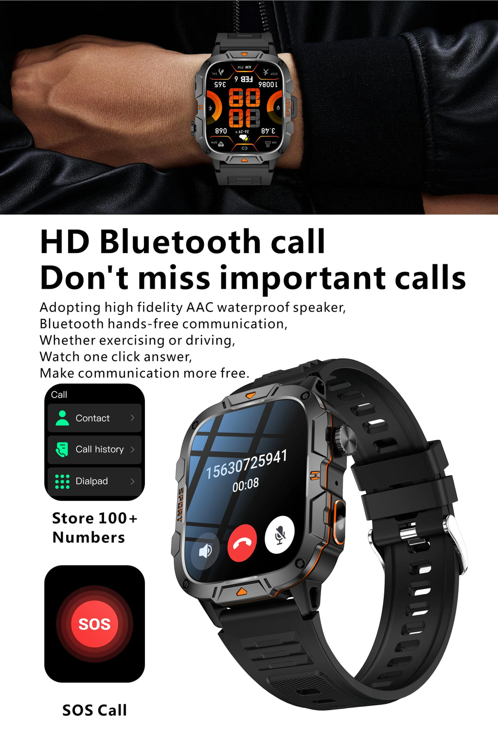 Military-Grade Smartwatch for Men | AMOLED Display | 5ATM Tactical Watch