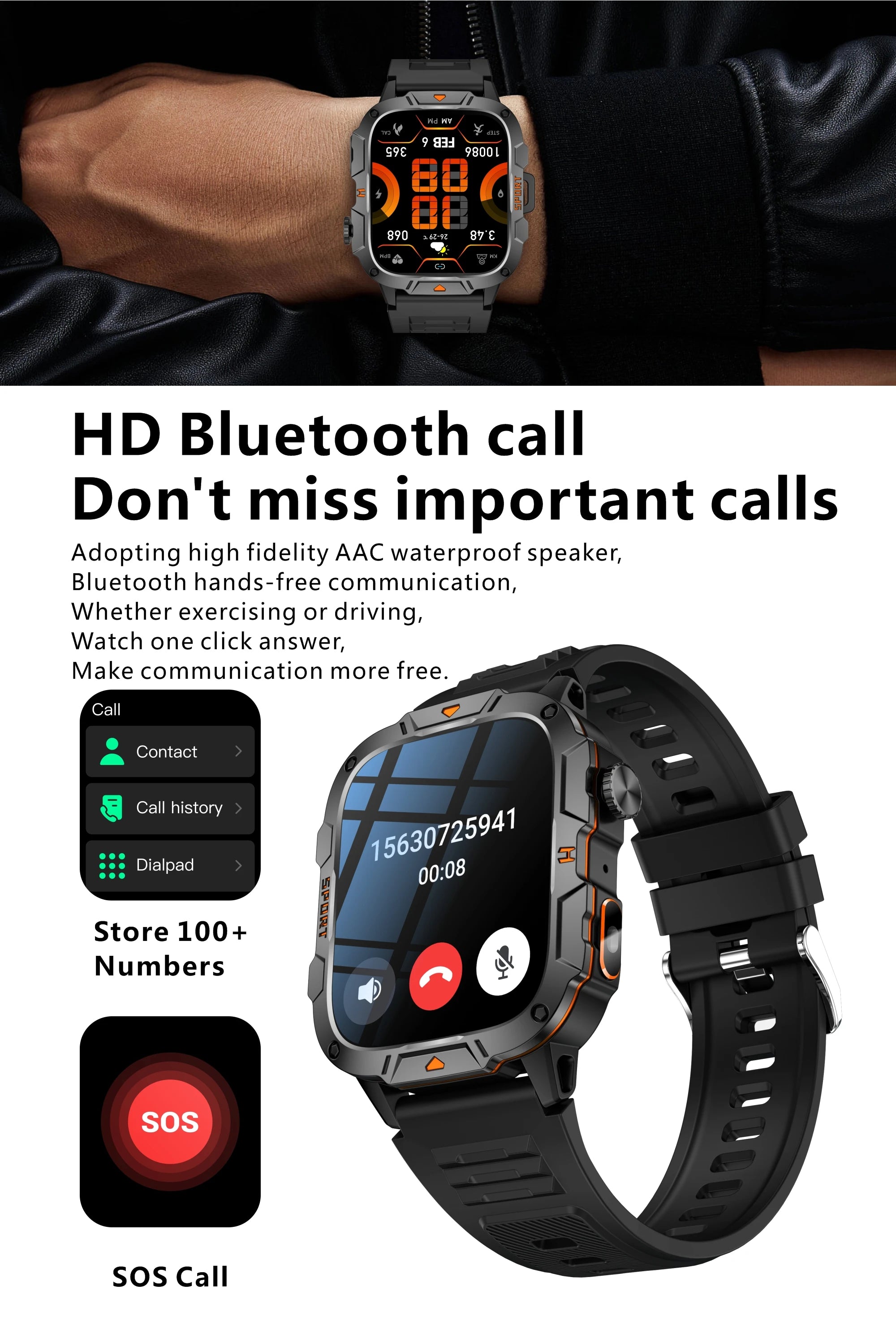 Military-Grade Smartwatch for Men | AMOLED Display | 5ATM Tactical Watch
