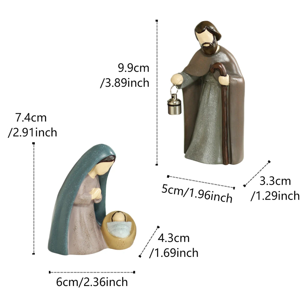 Luminous Christmas Nativity Scene Ornament - 2-Piece Resin Set