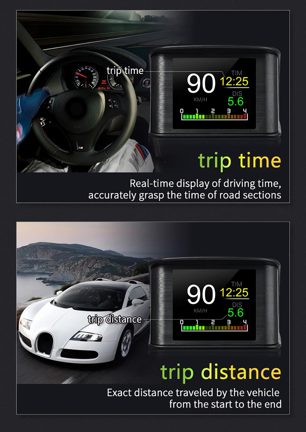 P10 PRO OBD2 Head Up Display - Smart Digital Meter Speedometer