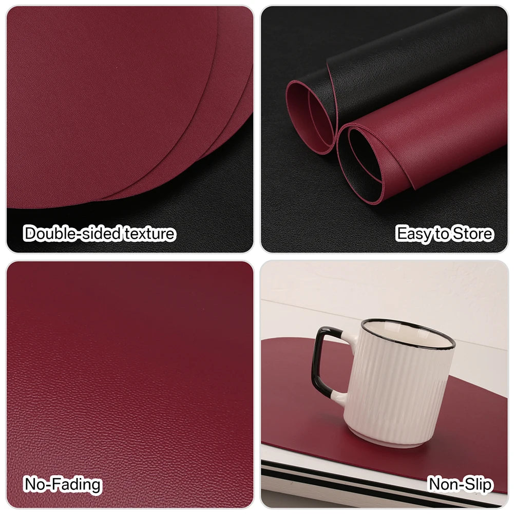 Irregular PU Leather Placemats Set - Oil-Proof & Waterproof Table Mats