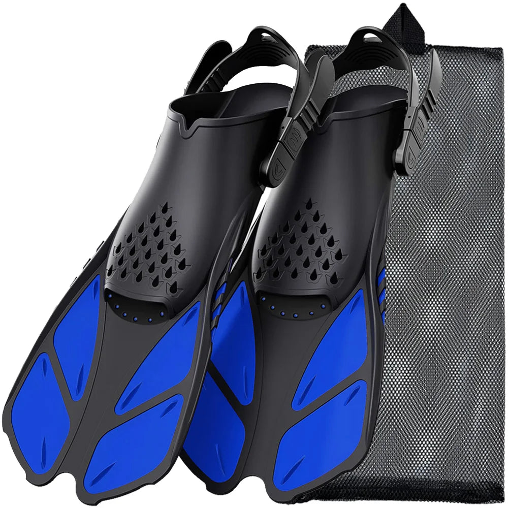 Snorkel Fins Adjustable Open Heel Travel Size Silicone Flippers