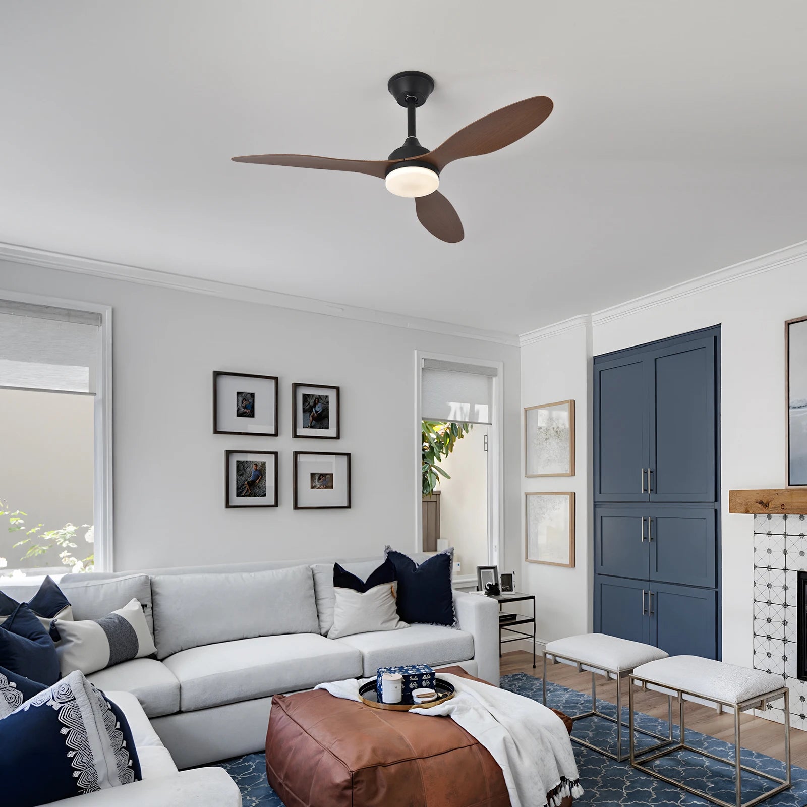 Low Profile Ceiling Fan with Light & Remote | 25"/42"/52" Indoor/Outdoor