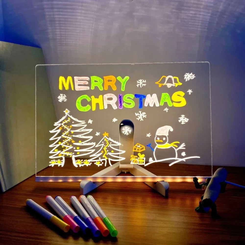 LED Note Board & Night Light | RGB Erasable Drawing Board for Kids