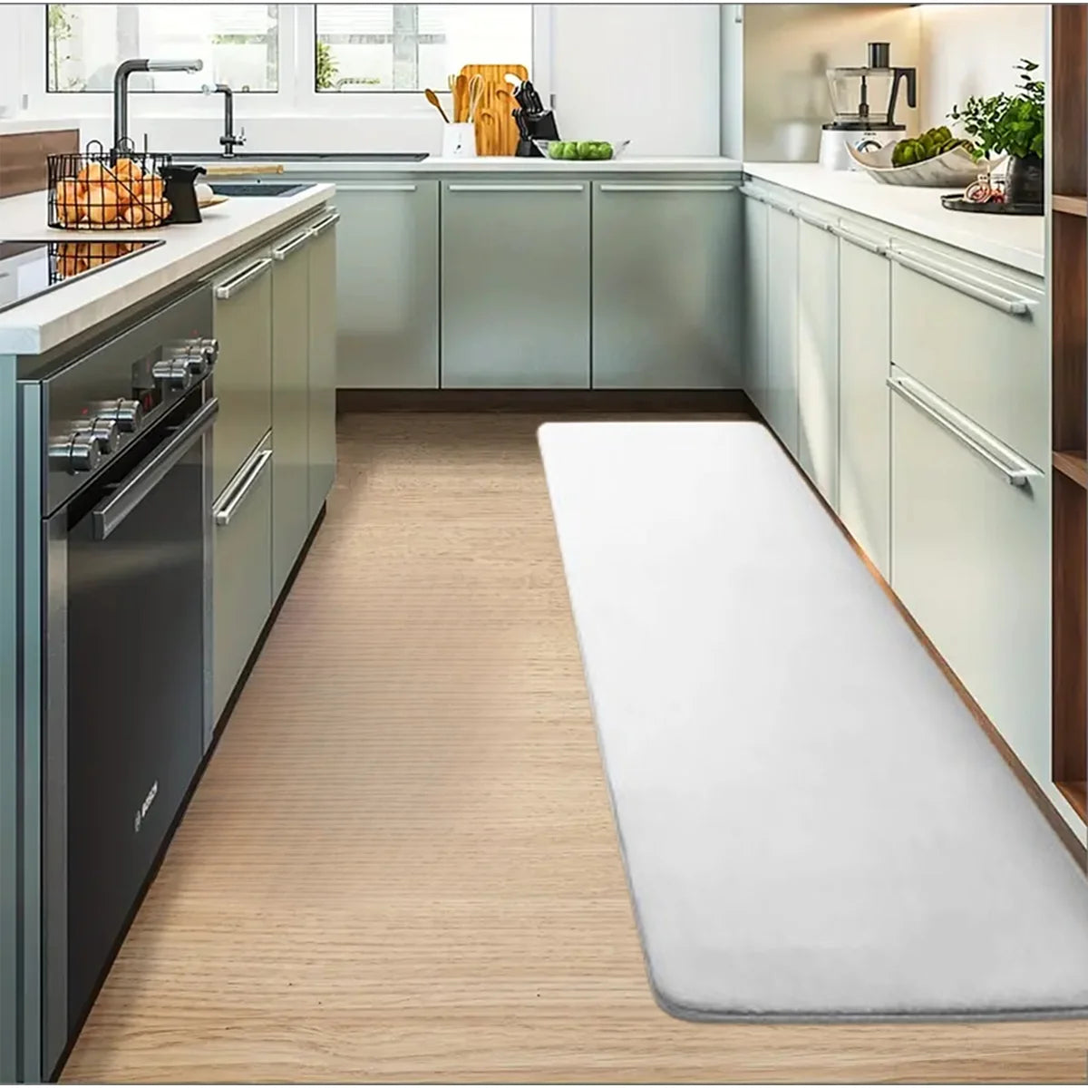 Thickened Flannel Kitchen & Entrance Floor Mats - Absorbent, Non-Slip, Dirt-Resistant