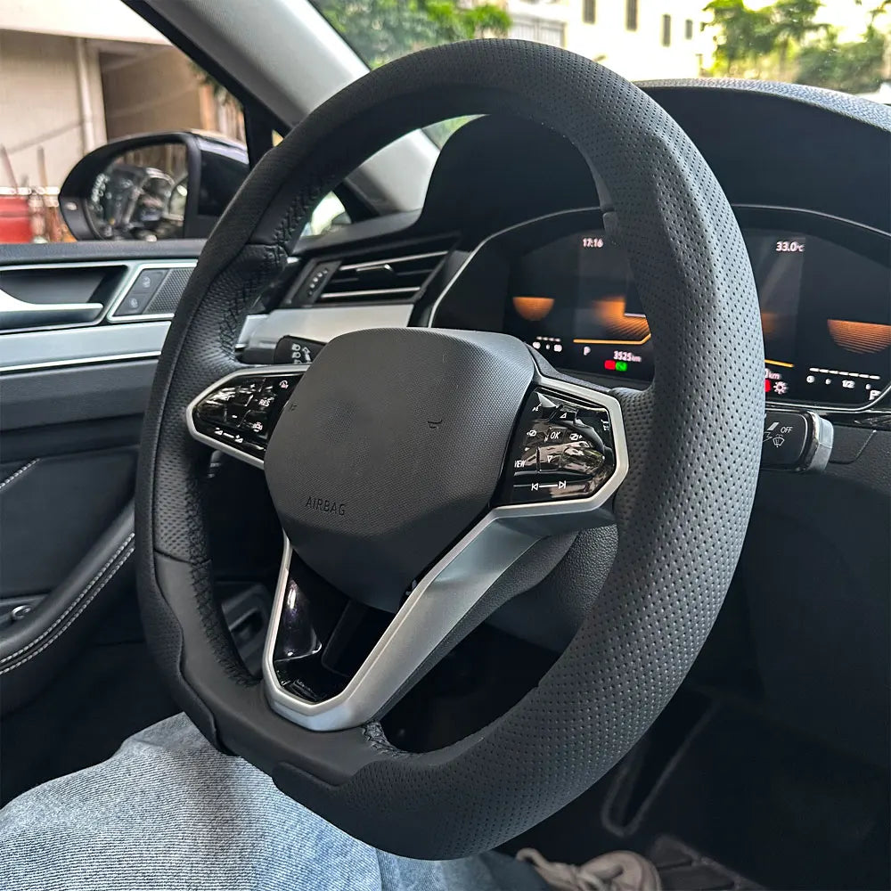 Universal Non-slip Leather Steering Wheel Cover 36-38cm