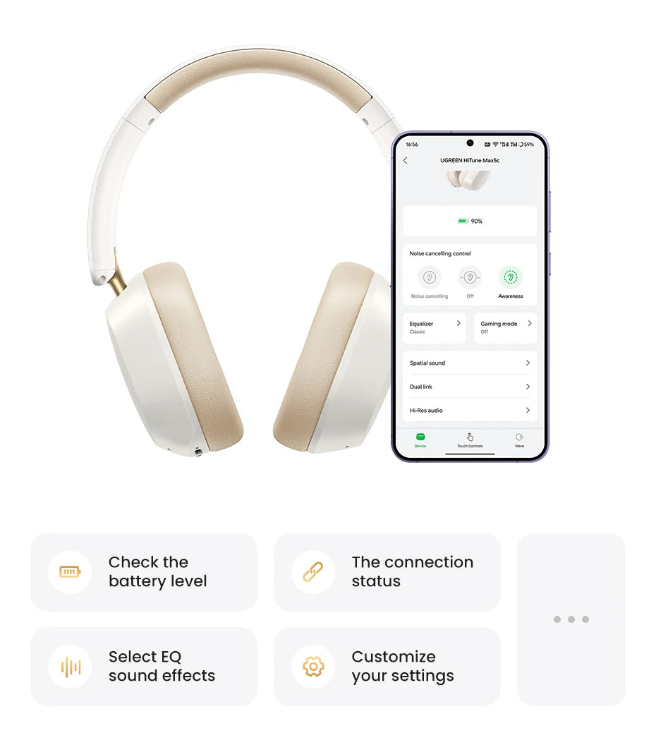 Choice Wireless Bluetooth Headphones with 43dB ANC, Hi-Res LDAC & 75H Spatial Audio