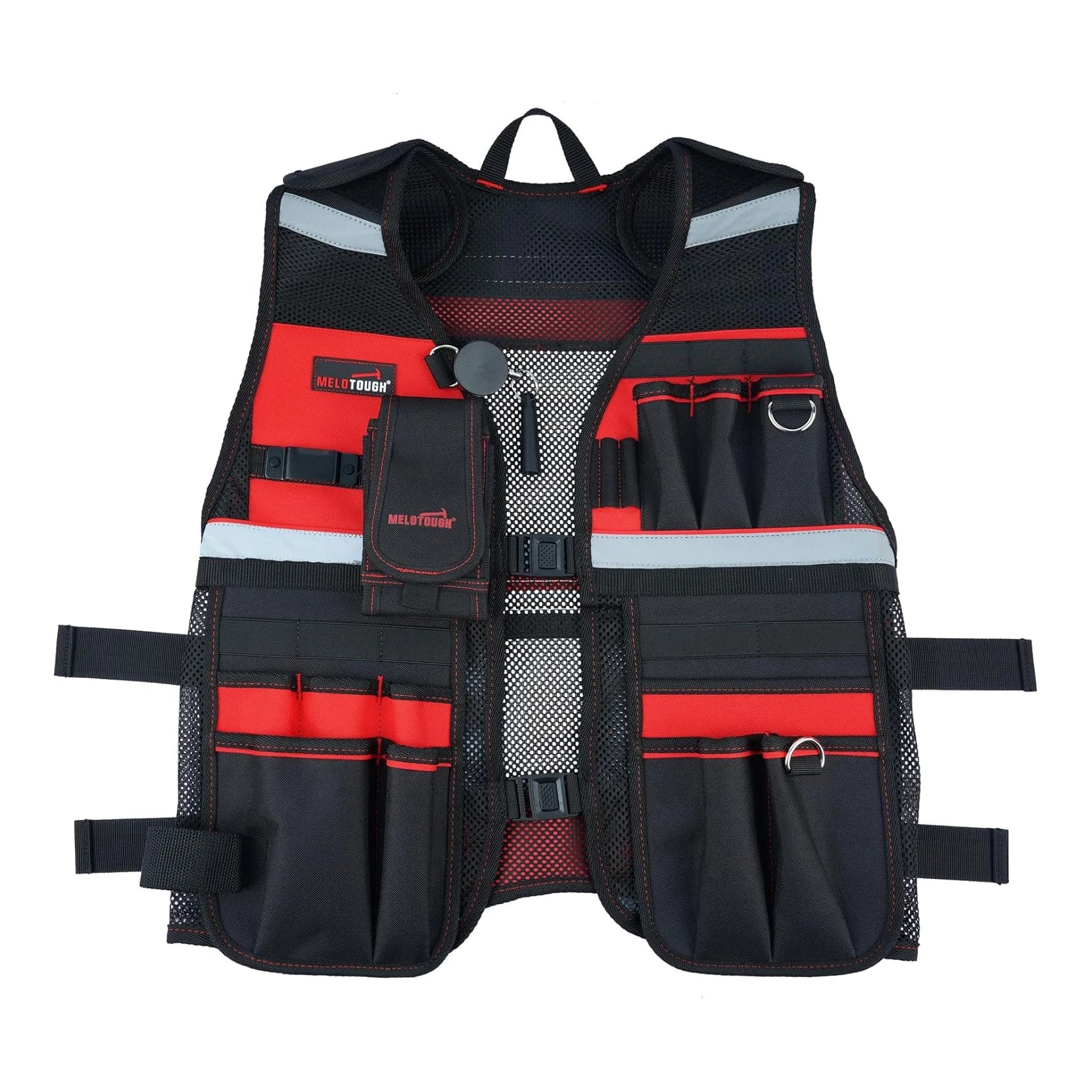 MELOTOUGH Reflective Safety Tool Vest with Removable Phone Holder - High Visibility Workwear