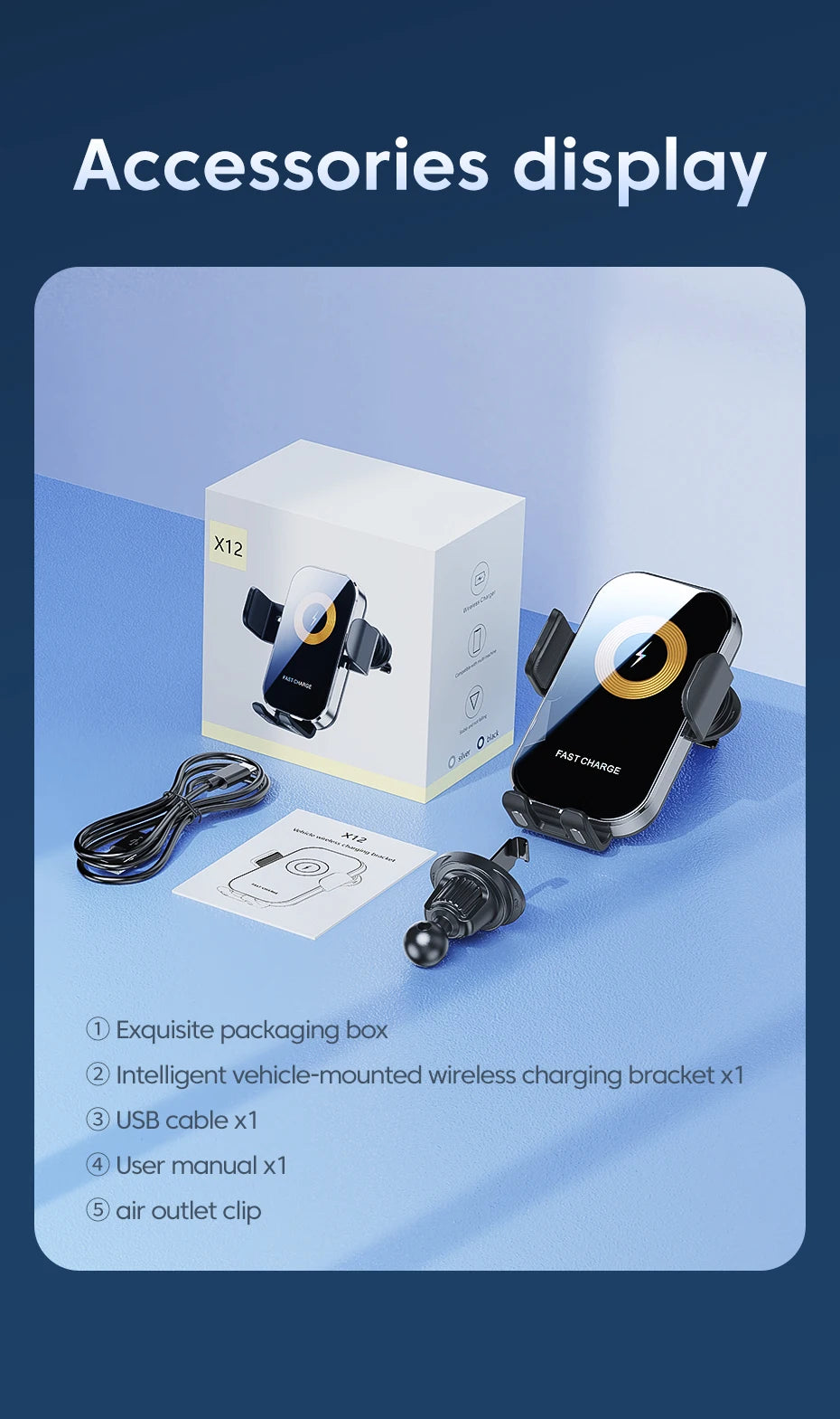 Universal Car Wireless Charger Phone Mount | Auto Holder