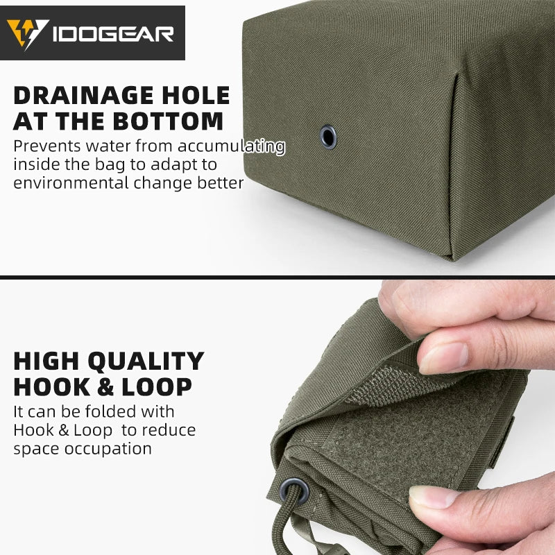IDOGEAR Tactical MOLLE Foldable Dump Pouch - Durable Mini Drop Bag
