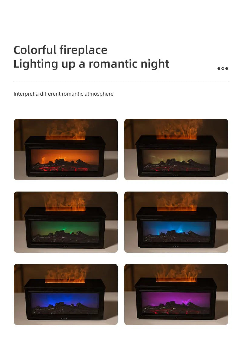 7-Color Mini Flame Diffuser & Humidifier | Essential Oil Fireplace Effect