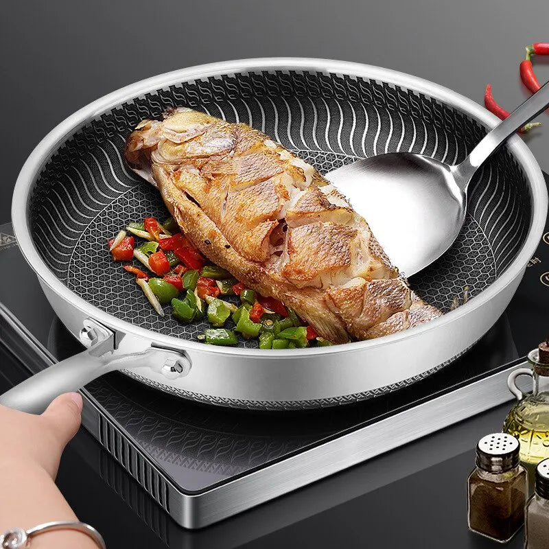 Tri-Ply 316 Stainless Steel Honeycomb Frying Pan & Wok - All Stoves