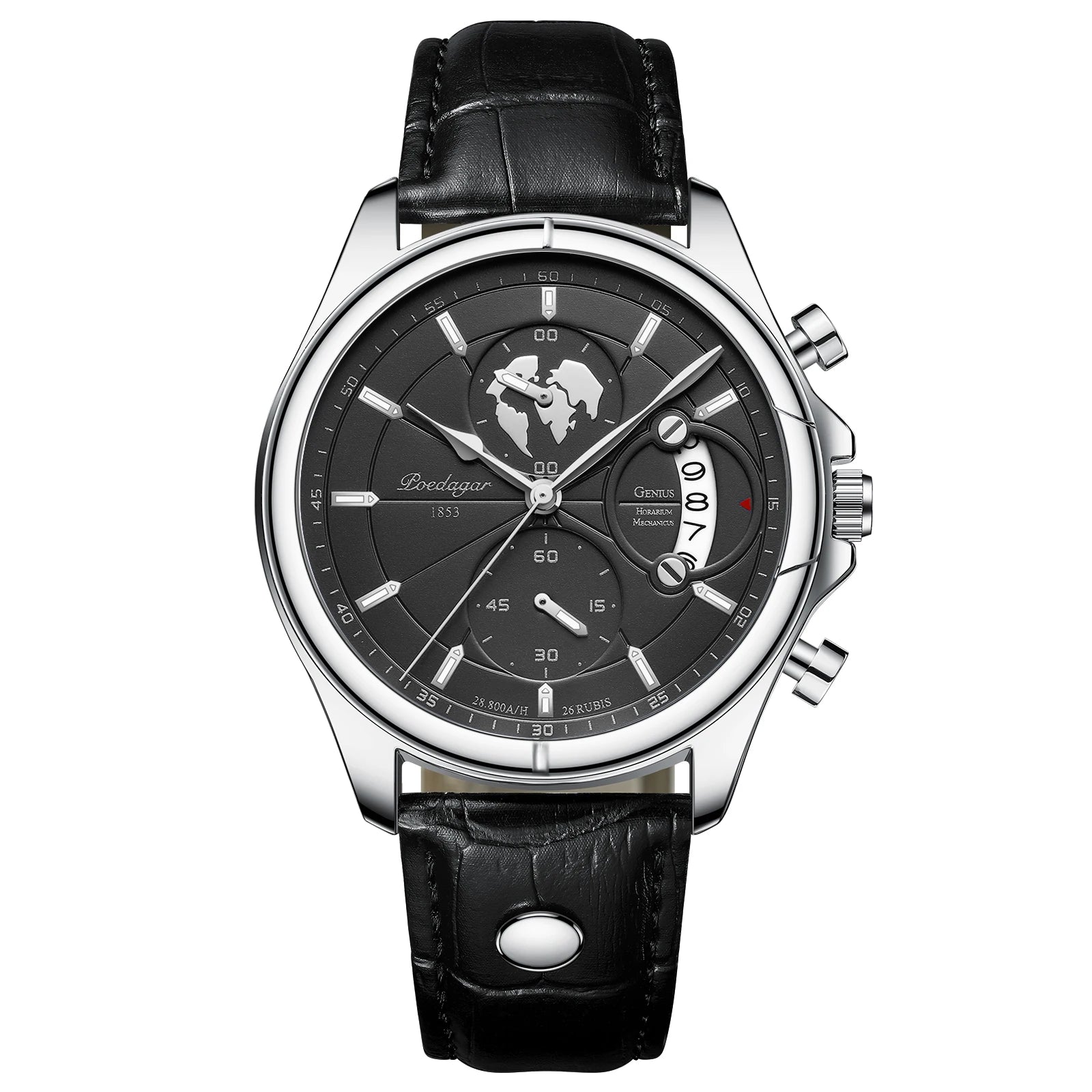 POEDAGAR Luxury Chronograph Watch for Men - Waterproof, Leather Strap, Date