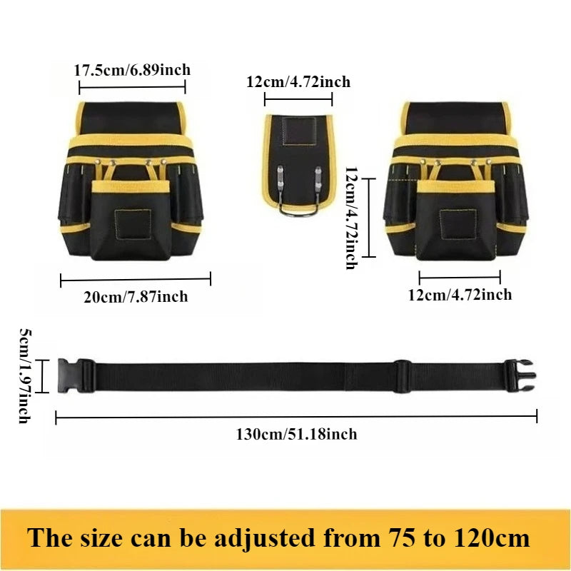 Heavy-Duty Magnetic Tool Belt with 26 Pockets & Removable Bag