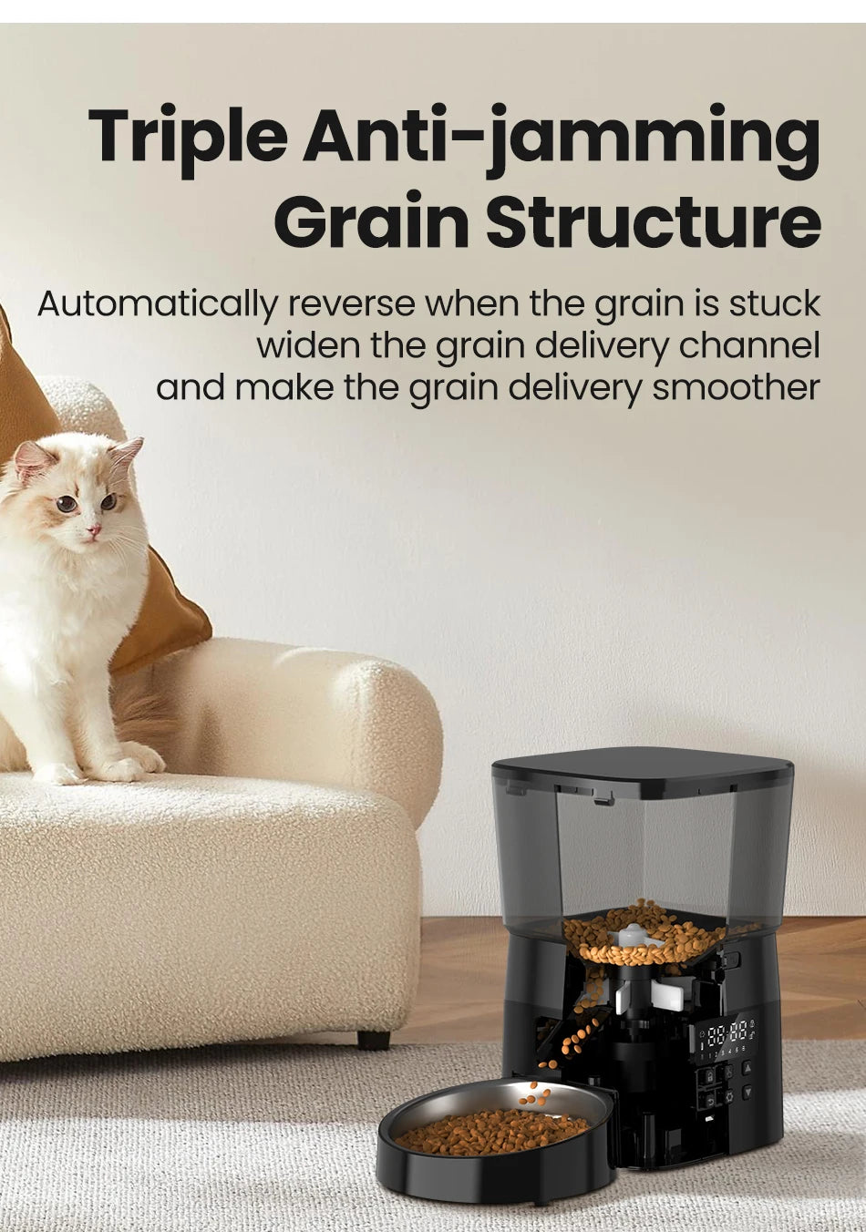 ROJECO Automatic Pet Feeder - Button Version Auto Cat & Dog Food Dispenser