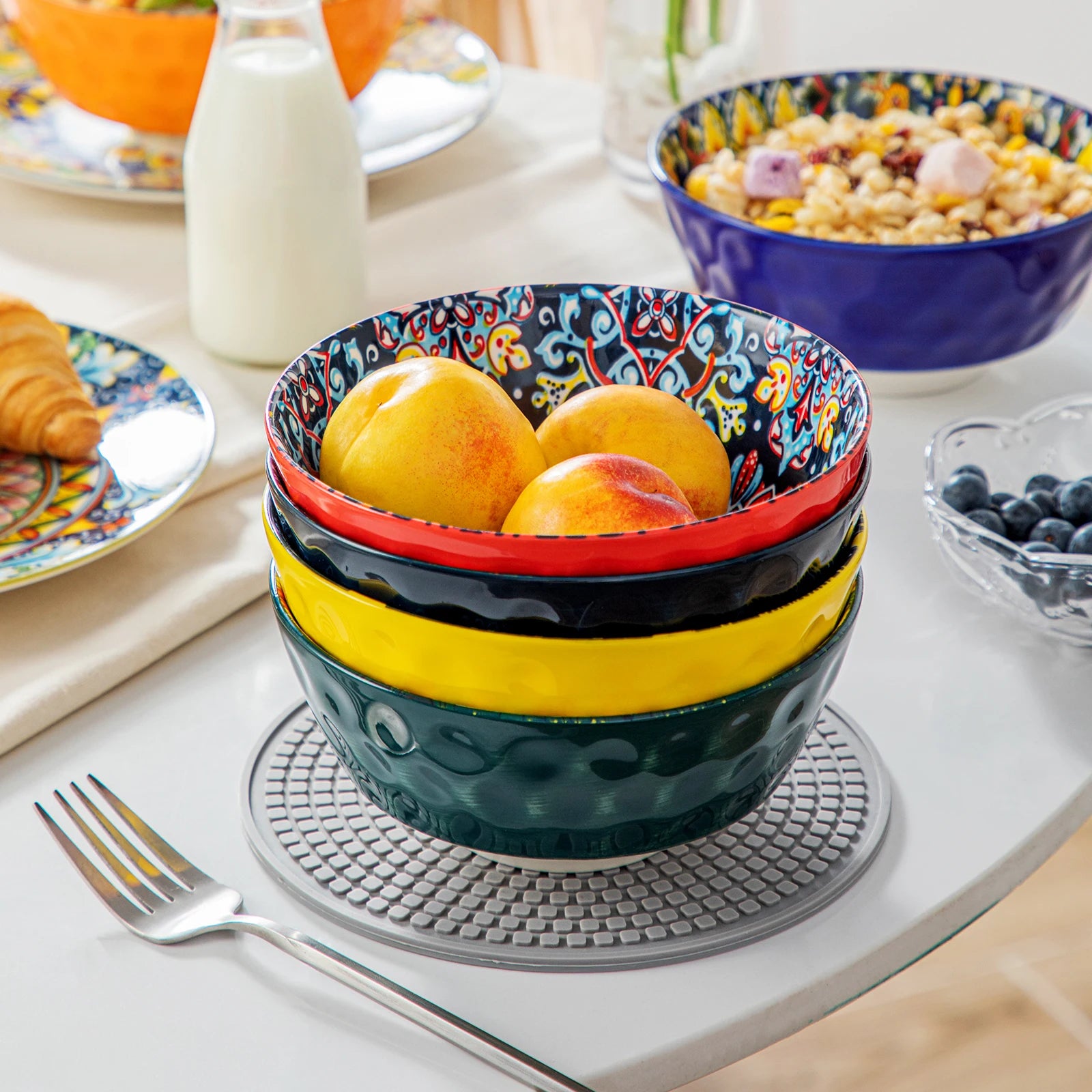 vancasso Bohemian Stoneware Dinnerware Set for 6 - Rustic Tableware