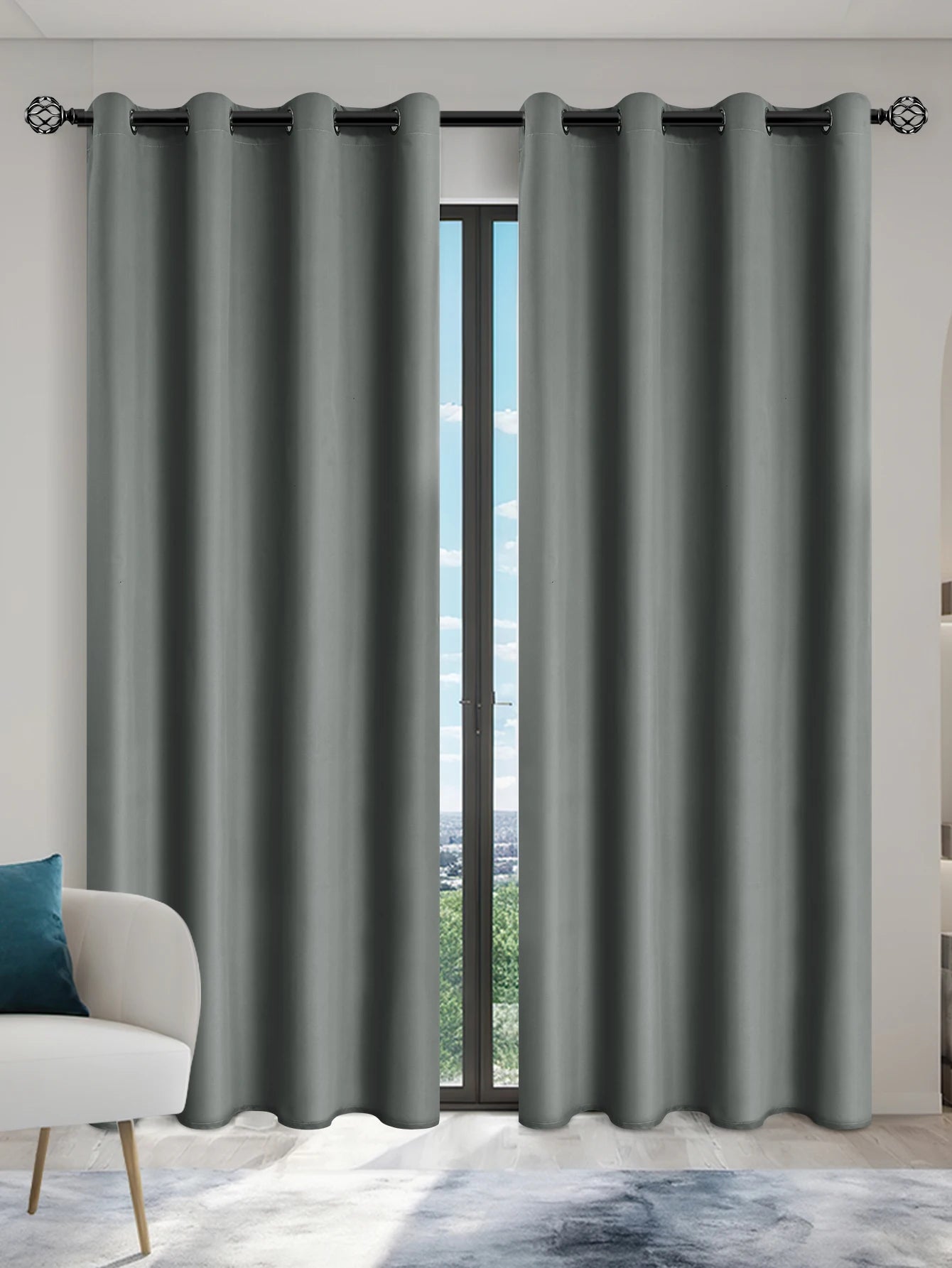1panel Solid 100% Blackout Curtains with Grommets - Total Privacy Drapes